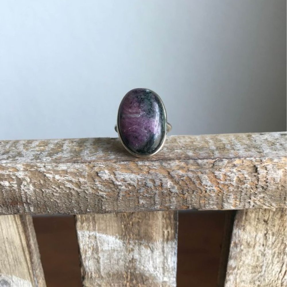 Ruby In Fuschite Gemstone Ring Huge Gemstone Size… - image 1